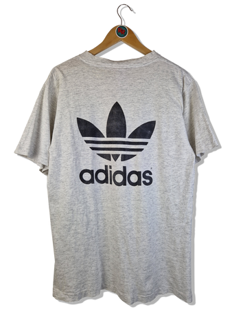 Vintage Adidas Shirt 80s Big Logo Single Stitched Made In USA Heather Grau (D6) M