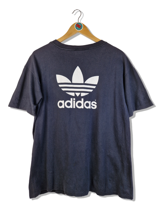 Vintage Adidas Logoshirt 90s Single Stitched Navy DunkelblauS-M