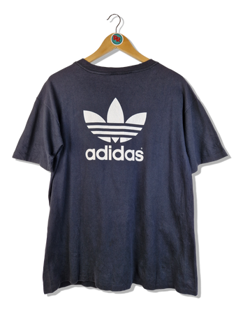 Vintage Adidas Logoshirt 90s Single Stitched Navy DunkelblauS-M