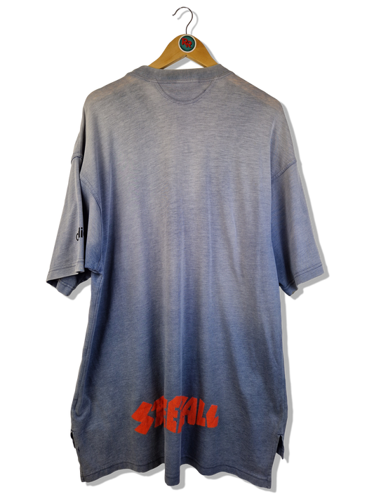 Vintage Adidas Shirt Streetball Basketball Oversized Faded Trashed Grau/Blau L-XXL