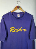 Vintage Jerzees Shirt 80s Raiders Football Single Stitched Made In USA Lila/Dunkelblau L-XL