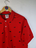 A Bathing Ape / Bape Poloshirt All Over Print Fledermaus Rot Schwarz XL