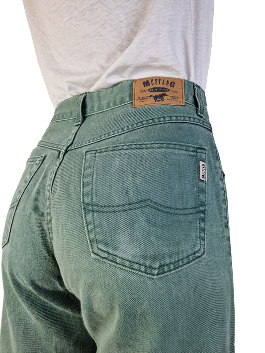 Vintage Mustang Jeans Made In Germany High Waist Grün 33/34