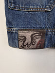 Vintage Jeansweste Dark Denim Backprint Dunkelblau S-M