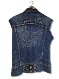 Vintage Jeansweste Dark Denim Backprint Dunkelblau S-M