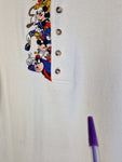 Vintage Disney Originales Shirt Halbe Knopfleiste Bestickt Made In Singapore Weiß S-M