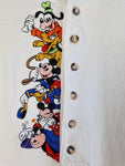 Vintage Disney Originales Shirt Halbe Knopfleiste Bestickt Made In Singapore Weiß S-M