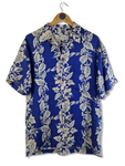 Vintage Aloha Hemd Kurzarm Made In Hawaii Blau Weiß M