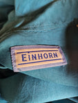 Vintage Einhorn Hemd Seide Monochrom Grün/Türkis L