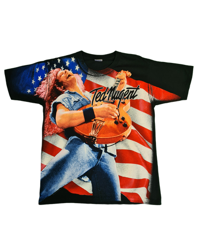 Vintage All Sport Shirt Ted Nugent "The Nuge" "One Nation Under Ted" Rock Single Stitch Schwarz L