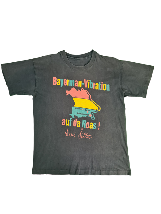 Rare! Vintage Shirt Bayerman-Vibration Reggae Used Look Faded Schwarz M-L