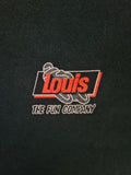 Vintage Jerzees Shirt Werbung Louis "The Fun Company" Racing Motorrad Made In Scotland Schwarz XL