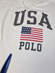 Vintage Polo Sport Shirt By Ralph Lauren USA Flag Made In USA Single Stitched Weiß M