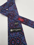 Vintage Balmain Krawatte Seide Hand Made In Spain Paisley Rot Blau