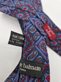 Vintage Balmain Krawatte Seide Hand Made In Spain Paisley Rot Blau