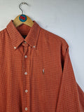 Vintage Ralph Lauren Flanellhemd Herbstlich Kariert Orange Rot (16) M-L