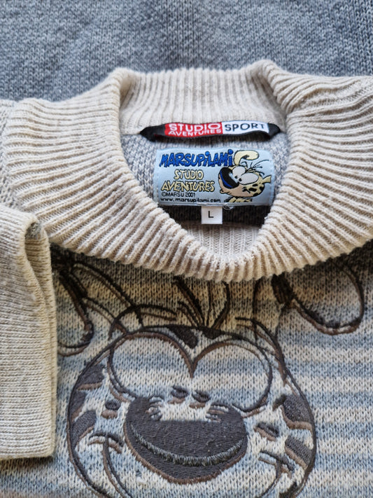 Rare! Vintage Marsupilami Strickpulli 2001 By Studio Aventures Mit Leinenanteil Beige L