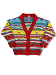 Vintage Petrolio Company Cardigan Crazy Coogi Like Wave Knit Bunt (42/44) M-L