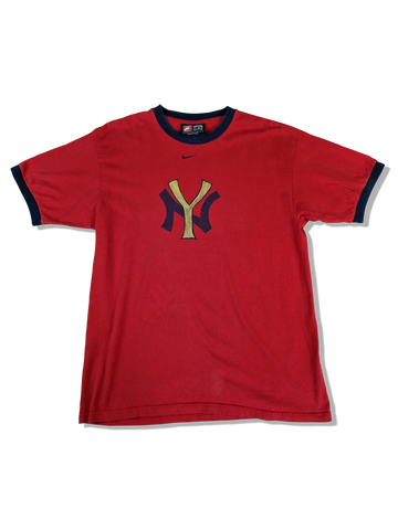 Nike Ringer Shirt "NY" Cooperstone Collection Baseball Middle Swoosh Rot M