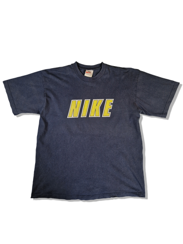 Vintage Nike Shirt Spellout Made In Hungary Usedlook Faded Dunkelblau L