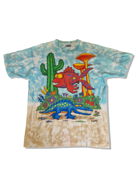 Vintage  Liquid Blue Shirt Rare! 1992 Joey Mars  Stoned Fish Tie Dye All Over Print Single Stitch Made In USA Bunt XL