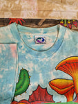 Vintage  Liquid Blue Shirt Rare! 1992 Joey Mars  Stoned Fish Tie Dye All Over Print Single Stitch Made In USA Bunt XL