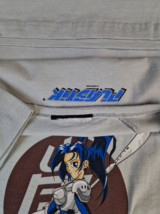 Rare! Vintage Plastik Shirt Hook-Ups Anime Heartland Grau M-L