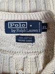 Ralph Lauren Strickpullover Hand Knit V-Ausschnitt Weiß XL