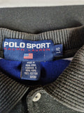 Vintage Ralph Lauren Polo Sport Polo-Shirt Langarm Made In Hong Kong Gestreift Blau Weiß L