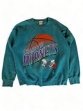 Vintage Nutmeg Mills Sweater Hornets NBA Merch Made In USA Petrol Grün L