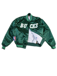 Rare! Vintage Starter Collegejacke Satin Milwaukee Bucks Made In Korea Glänzend Grün L-XL