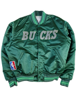 Rare! Vintage Starter Collegejacke Satin Milwaukee Bucks Made In Korea Glänzend Grün L-XL