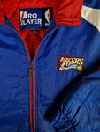 Vintage Pro Player Winterjacke NBA Basketball 76ers Made In Korea Blau Weiß L