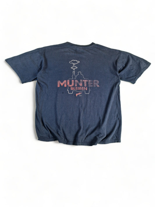 Vintage US Basic Shirt "Moin- Munter bleiben" Günther Der Treckerfahrer FFN Radio Navy XL