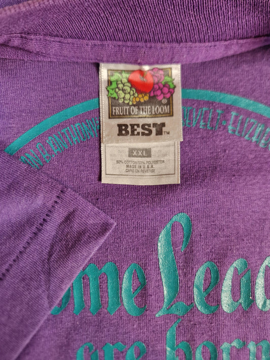 Vintage Fruit Of The Loom Shirt "Some Leaders Are Born Women" Single Stitch Made In USA Lila XXL