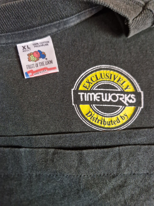 Vintage Fruit Of The Loom Shirt Timeworks "Color It!" Single Stitch Made In USA Dunkelblau XL