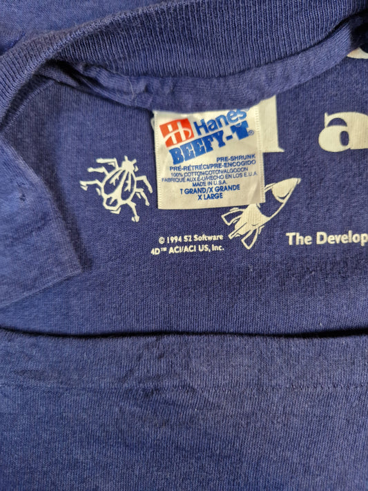 Vintage Hanes Shirt "I Code 4D Therefore I Am" 1994 Single Stitch Made In USA Dunkelblau XL