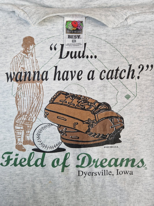 Vintage Fruit Of The Loom Shirt 1996 "Dad... Wanna have a catch?" Dyersville, Iowa Grau XL