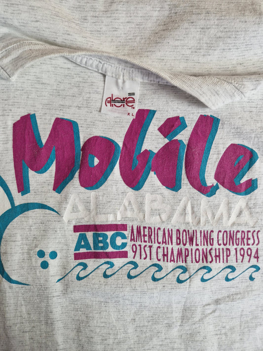 Vintage Alore Shirt 1994 "ABC American Bowling Congress" Made In USA Single Stitch Grau XL