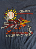 Vintage Fruit Of The Loom Shirt "A.J. Softball, Apache Junction" Single Stitch Made In USA Dunkelblau XXL