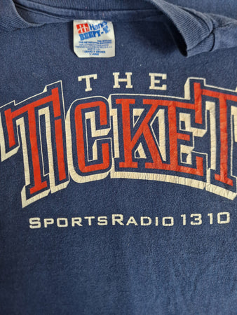 Vintage Hanes Shirt The Ticket Sportsradio Promo Made In USA Single Stitch Dunkelblau XL