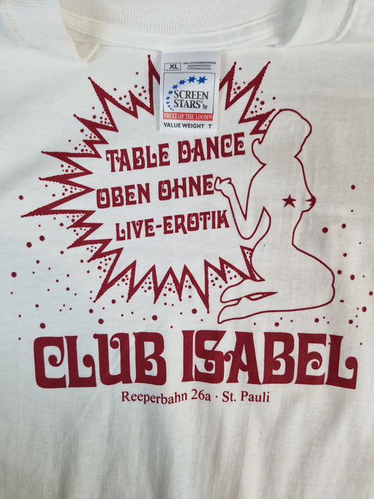 Screen Stars Shirt Deadstock Retro Print "Club Isabel, Reeperbahn St. Pauli" Weiß XL