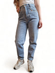 Vintage Country-Life By Briot Jeans Highwaist Mit Kleinen Verzierungen an den Taschen Hellblau XS-S