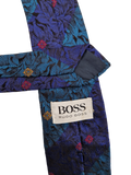 Vintage Hugo Boss Krawatte Floral Print Grün Blau