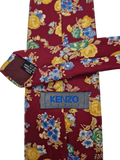 Vintage Kenzo Krawatte Seide Made In Italy Blumen Print Rot Bunt