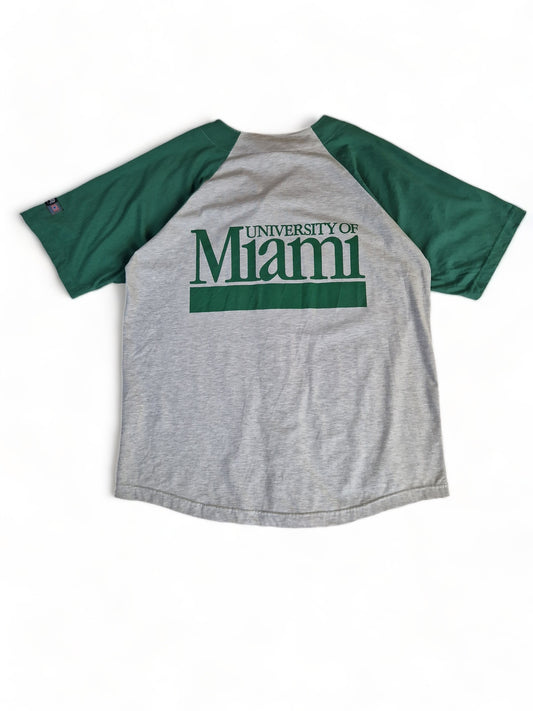 Vintage CMP Team Sport Shirt Baseball University Of Miami Made In Portugal Grau Grün L