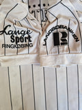 Vintage Trikot Olstrup Cup 1991 Langesport Rinköbing Made In Denmark Gestreift Weiß Schwarz S-M