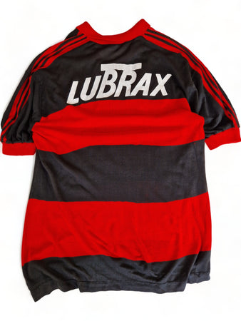 Vintage Tornei Trikot 80er Replika Jahre C.R Flamengo Lubrax Brasilien Dias Sport Schwarz Rot L-XL