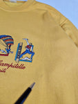 Vintage Sweater 80s "Canazei Campitello Dolomites" Bestickt Gelb XL