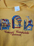 Vintage Sweater 80s "Canazei Campitello Dolomites" Bestickt Gelb XL